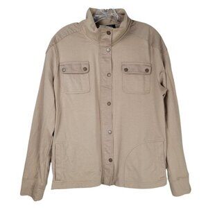 Lauren Ralph Lauren Women Utility Jacket High Neck Tan Button Front Casual Coat